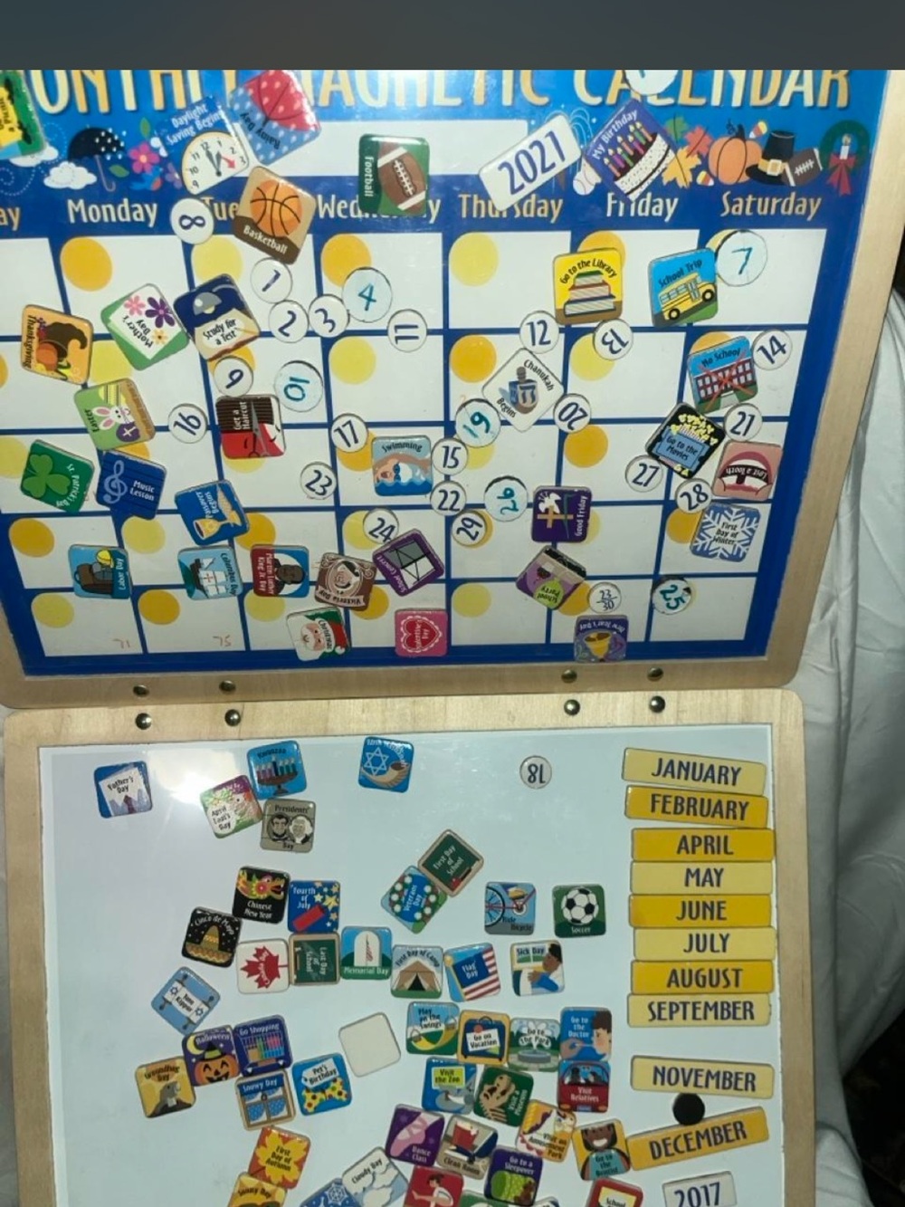 Melissa & Doug Magnetic Calendar Board - Blue, Natural